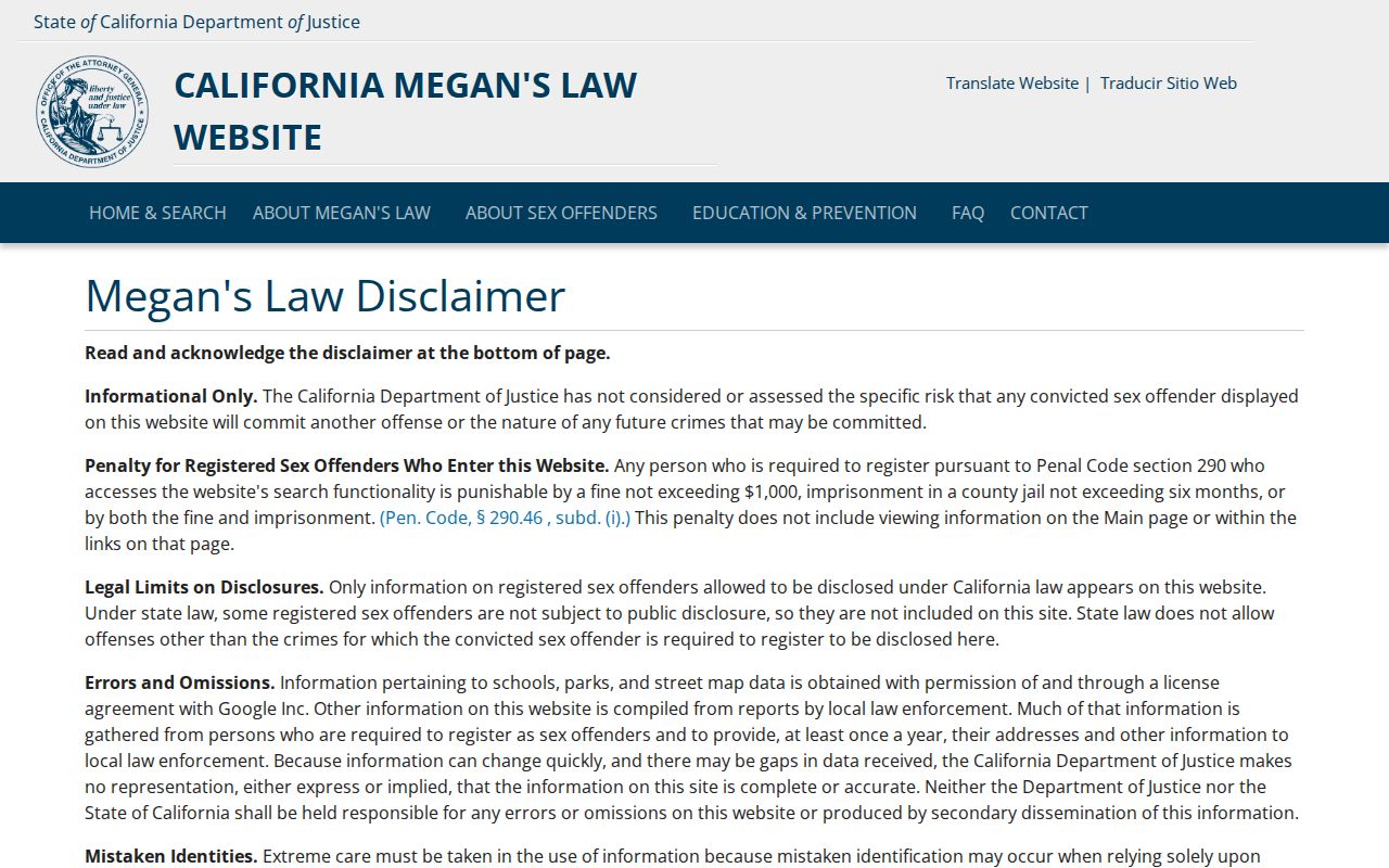 American Canyon resident lookup California Megan's Law search