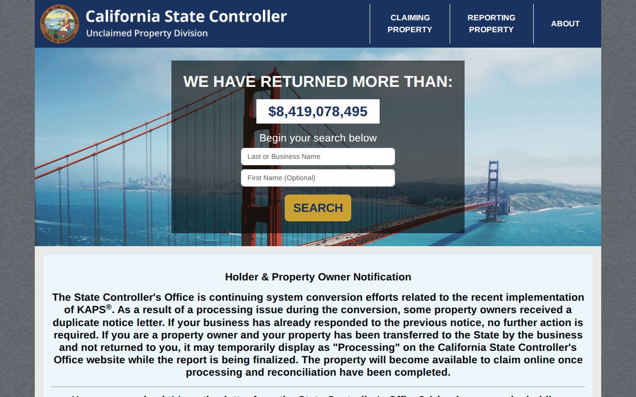 American Canyon resident lookup unclaimed property search
