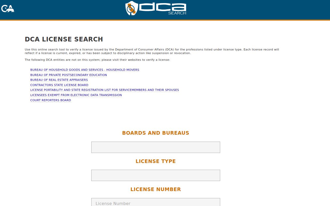 American Canyon resident lookup California professional license search